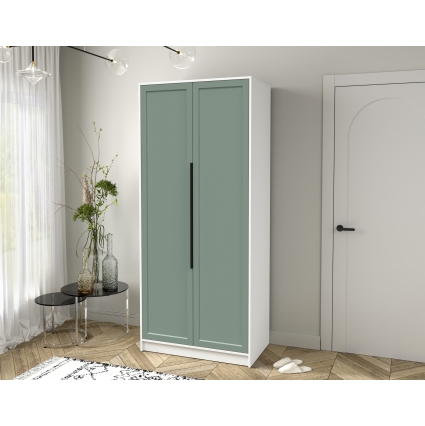 Шкаф распашной Тренд КТ-Ш2 (Белый платинум ЛДСП/ Мята ЛМДФ) Ш918 В2128 Г547